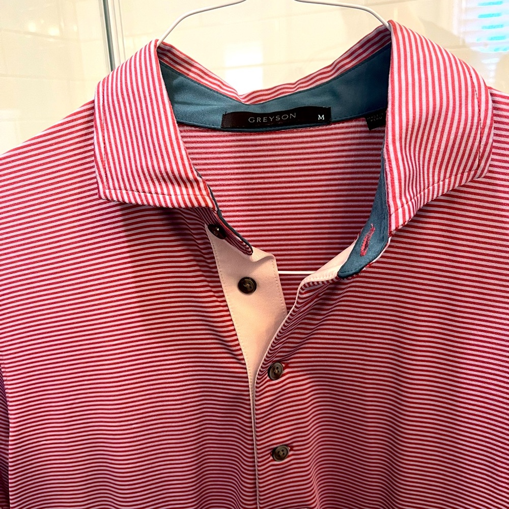 Greyson Clothiers Saranac Polo in Danube (maroon and ivory)